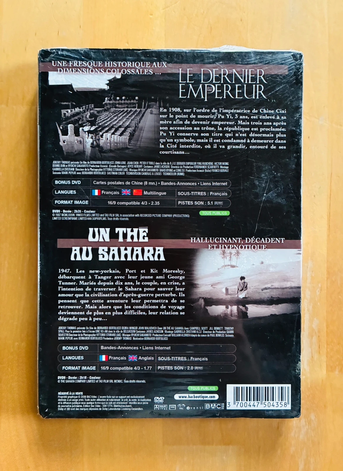 Coffret 2 DVDs cult de Bernardo Bertolucci: O último imperador e Um chá no Saara. – photo 2